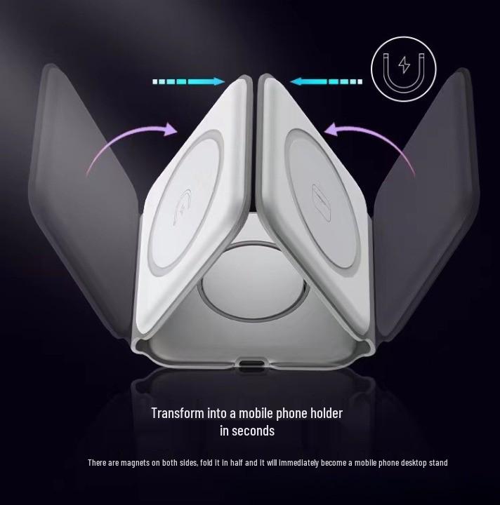 3-in-1 Foldable 15W Magnetic Wireless Charger for Phone, Earphones, and Watch