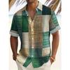 Men'S Oversized Short Sleeve Shirt with Contrasting Color Patterns