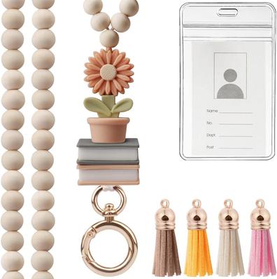 Wooden & Silicone Beaded Keychain Necklace for Teachers & Nurses