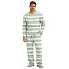 Men's Long Sleeve Pajama Set with Button Crotch and Elastic Drawstring Waist Pants for Home Loungewear