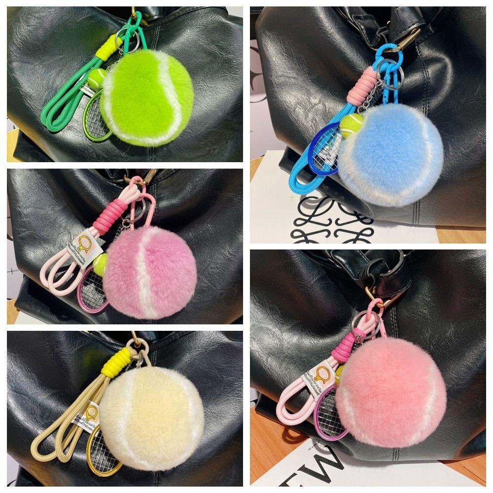 Backpack Hanging Tennis Ball Plush Pendant Plush Plush Tennis Keychain  Creative Gift