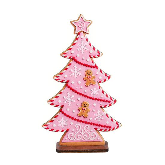 Christmas Tree Decor Candy Colors Gingerbread Man Design Wood Tabletop Decoration Wall Fireplace Shelf Ornament Gift
