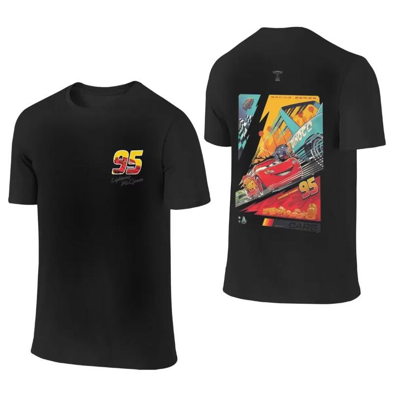 Back Two Sides Lightning McQueen Cars 95 TShirts Unisex Cotton Tees Crew Neck Short Sleeve T Shirts Printing Women Clothes