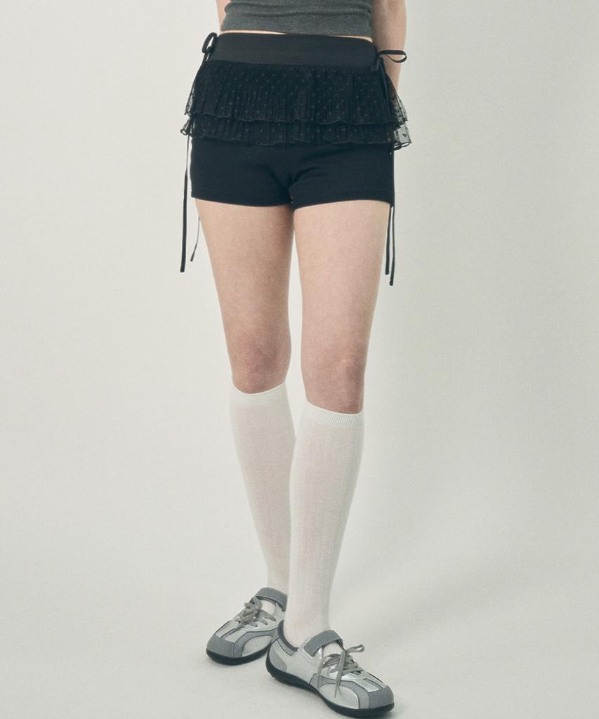Mihebeu Layered Polka Dot Lace Skirt