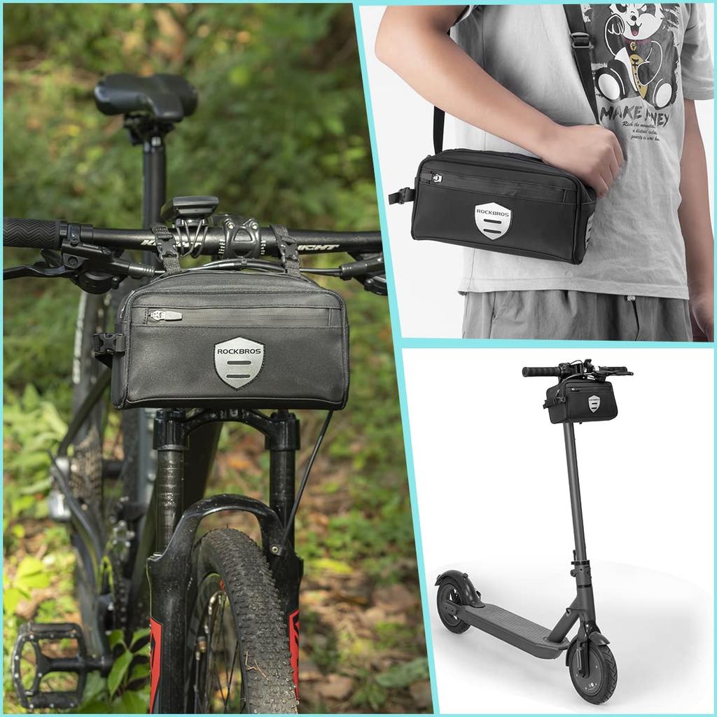 ROCKBROS Bicycle Front Approximately Holds Top Tube Easy to Attach and Perfect for Mountain and Cycling Bag/Handlebar Bag, Lightweight, 2L, Items,