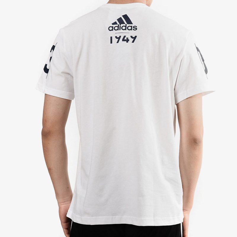 Adidas T Shirts Men's White Crew Neck Moderate Straight Fit CV4537
