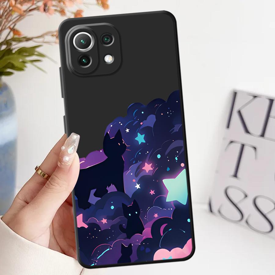 

Black Cat Starry Night Case for Xiaomi Mi 11T 10T 12X 11 12 12T Pro 14 13 Lite Funda Phone Cover Xiaomi 12 Lite