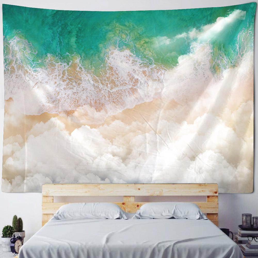 Retro Oil Painting Tapestry, Ocean View, Home Wall Hanging Fabric, Bohemian, Aesthetics, Living Room, Bedroom, Wall Decoration