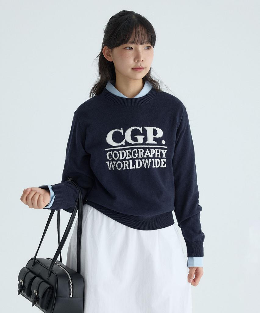 CGP (Women) Square Logo Knit - Navy