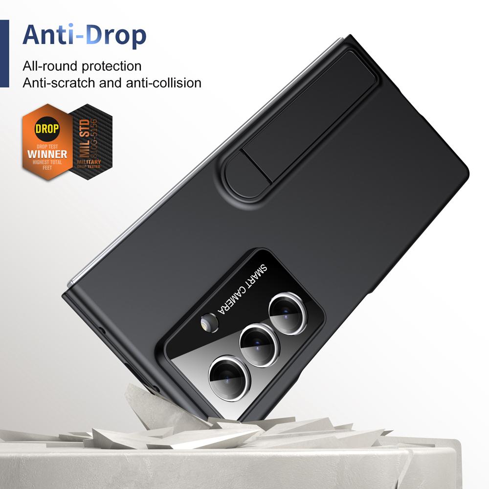 KEYSION Shockproof Case for Samsung Galaxy Z Fold 7 5G Hard PC Kickstand Phone Back Cover with Tempered Glass Screen Protector