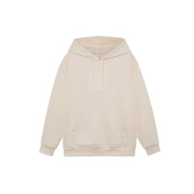 Li Ning Σειρά SS22 Μονόχρωμη Εκτύπωση Λογότυπου Φαρδιά Κουκούλα Μακρυμάνικη Φούτερ Φούτερ Unisex Μπεζ AWDS220-5