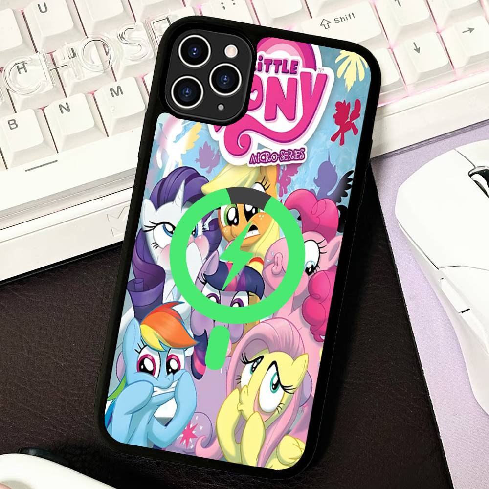 

Cute M-My Cartoon P-Pony L-Little Magnetic Matte Phone Case For IPhone 16 17 15 14 13 12 11 For Magsafe Wireless Charge Cover iPhone 15