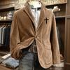Men's Solid Color Corduroy Warm Pocket Suit Jacket Cardigan Men's Casual Suit