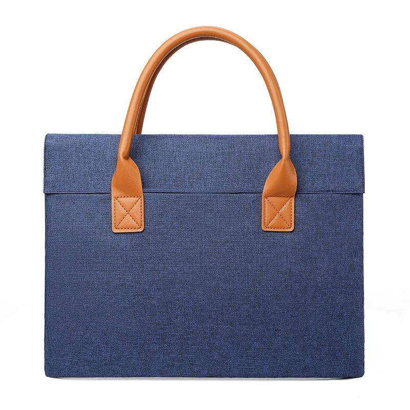Large capacity solid color briefcase business commuter men's and women's A4 file bag 15.6 inch laptop bag exhibition bag