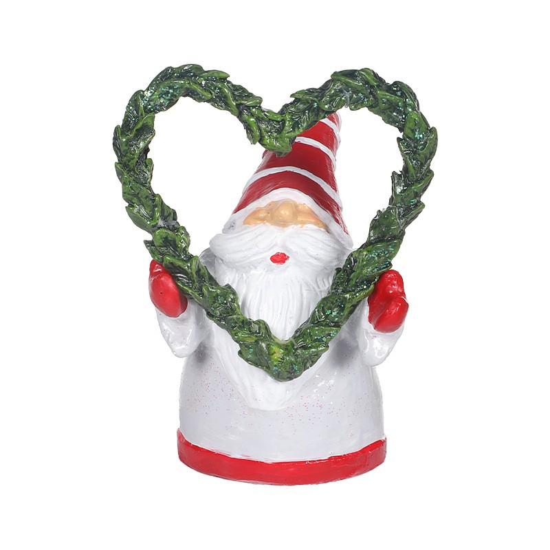 Christmas Gnome Figurines Resin Garden Decor Holiday Home Tabletop Ornament Red Gray