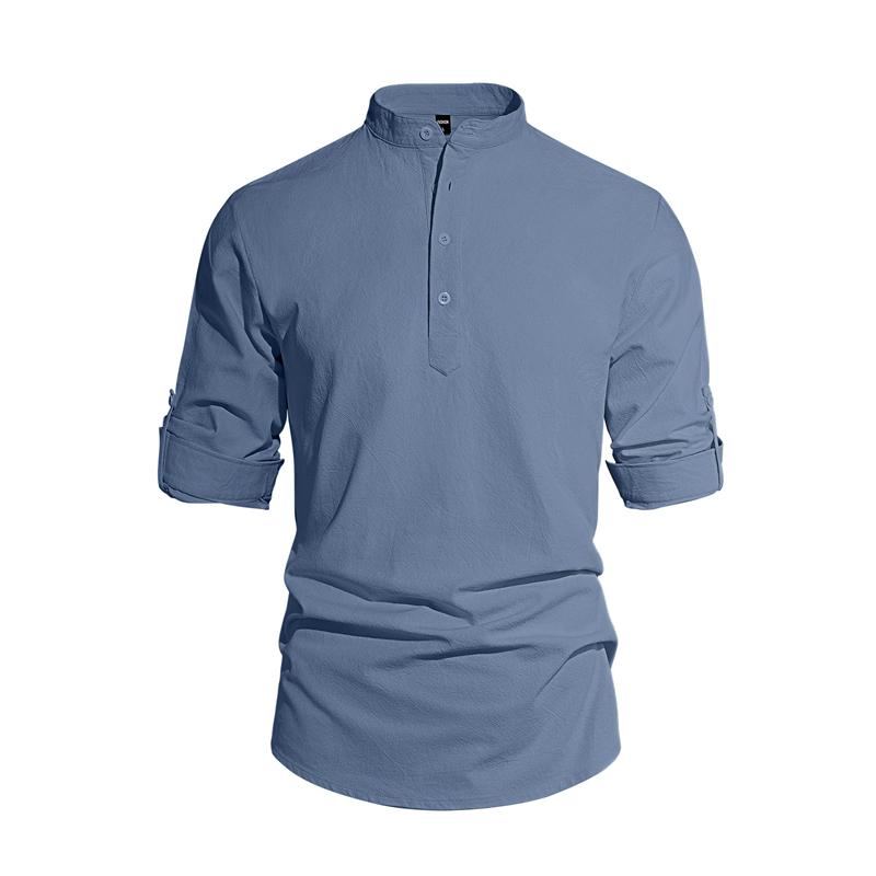 New Men's Casual Blouse Cotton Linen Shirt Loose Tops Long Sleeve Tee Shirt Spring Autumn Casual Handsome Men's Shirts