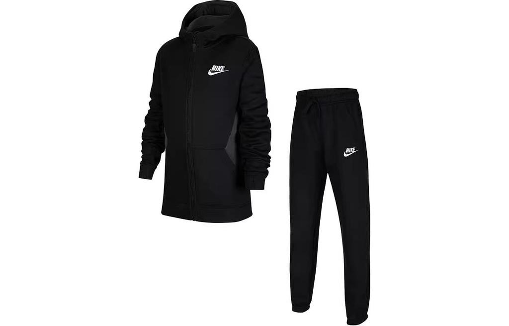 Nike Casual Sportswear Logo Print Hooded Fleece Lined Thermal Black Grade School CJ4342-010