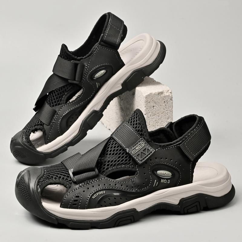 Men's Sandals Summer Mesh Breathable Beach Sandals Soft Sole Anti-Slip Sports Men's Shoes Outdoor Comfortable Flip Flop Sandals