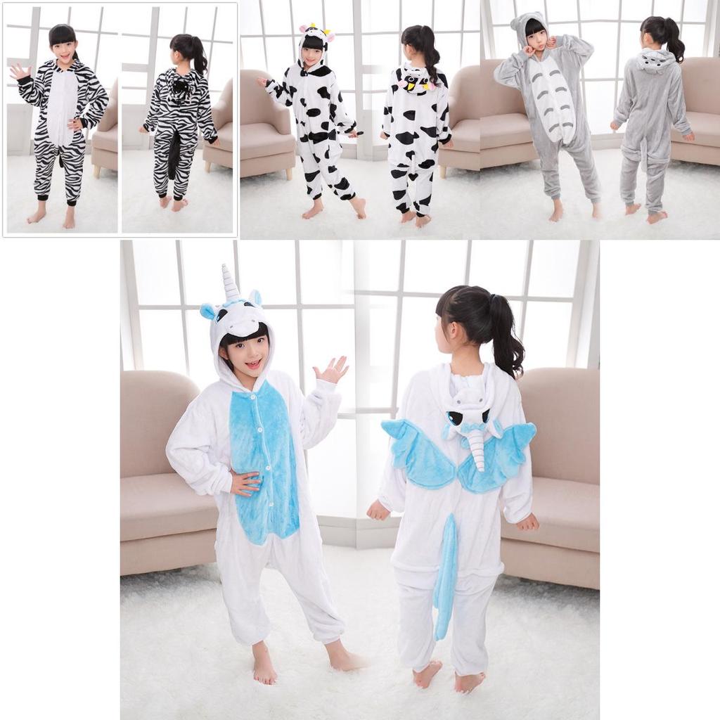 Premium Quality Halloween Kids Pajamas Cosplay Costume Featuring Pokemon Pikachu Dragon Cow Designs