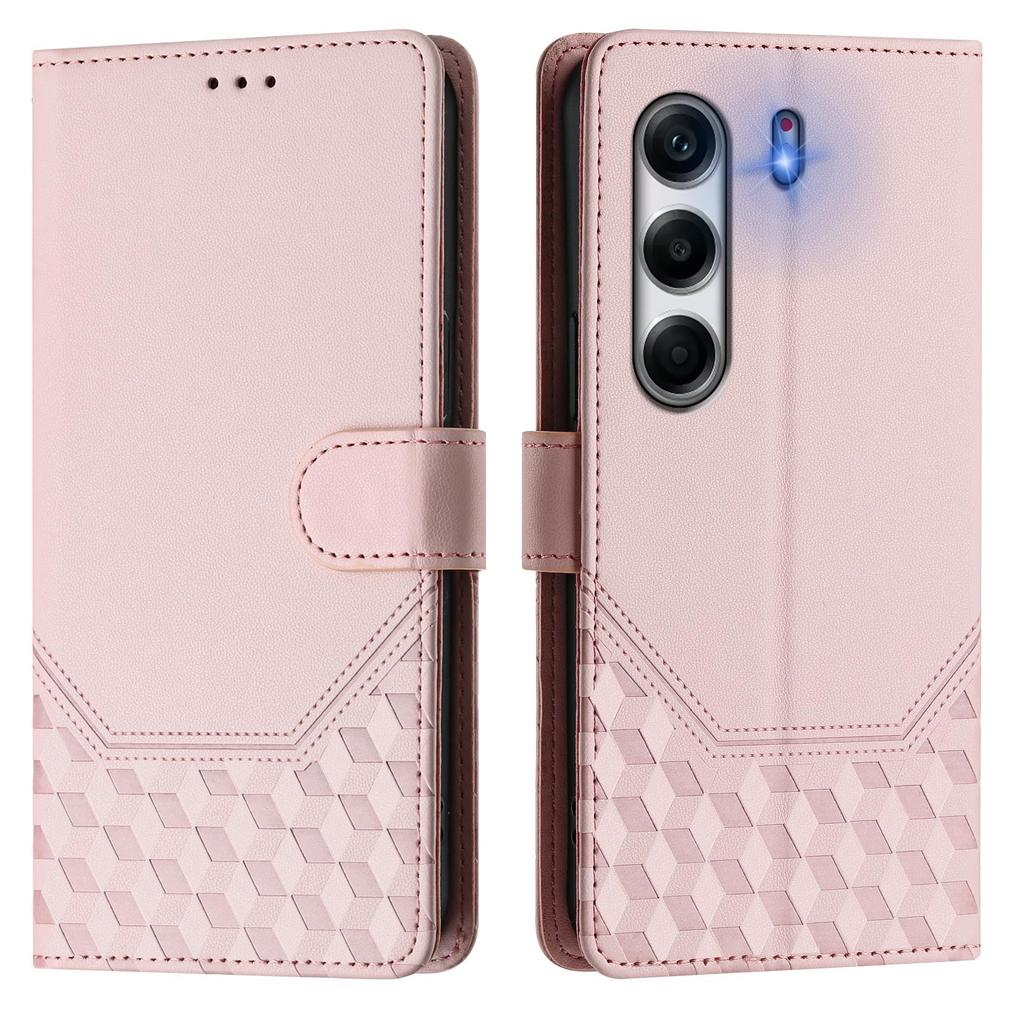 For TECNO Camon 40 Pro 4G Case Imprinted Honeycomb RFID Blocking Leather Phone Cover with Strap