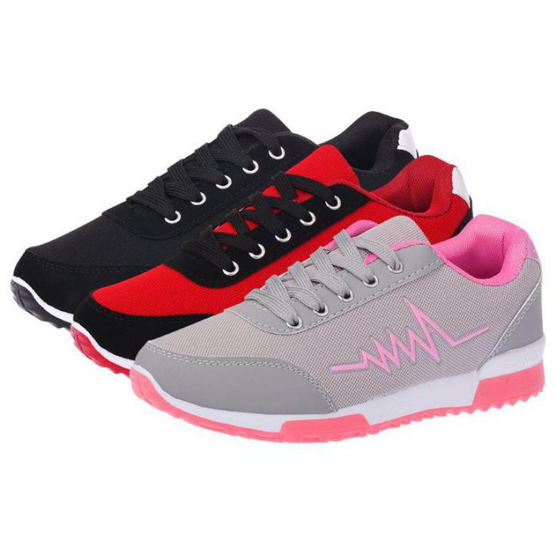 Spring Summer Wedge Casual Shoes Breathable Mesh Women Shoes Lace-up Platform Sports Shoes Red Black Women Sneakers Basket Femme