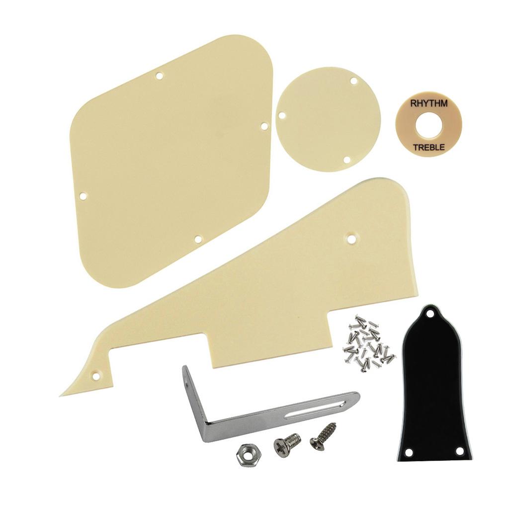FLEOR Set of LP Guitar Pickguard Switch Cavity Cover Rhythm Treble and Metal Bracket Screws Guitar Parts