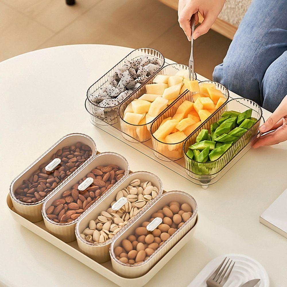 Prachotěsný podnos na svačinu a suché ovoce, plastová nádoba na dezert, mísa na ovoce s přihrádkami, servírovací podnos, cestování