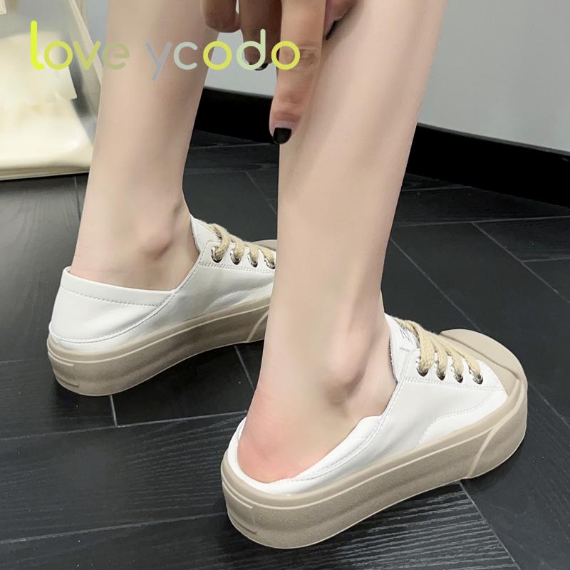 Vår och höst Flickor Studenter och Kvinnor Naturläder Tofflor och Low Top Casual Shoes