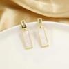 Pinkdudu Simple Geometric Square Zinc Alloy Earrings Shell Trendy Black Drop Earrings Women Jewelry PD2260