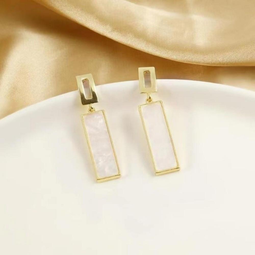 Pinkdudu Simple Geometric Square Zinc Alloy Earrings Shell Trendy Black Drop Earrings Women Jewelry PD2260