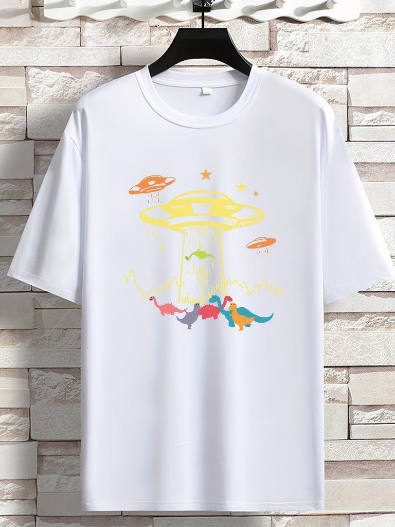 Unisexs Vintage Alien And Ufo Print Graphic Prints T Shirt Summer Oversize Tee Unisex Streetwear Novelty Harajuku Comfortable Top