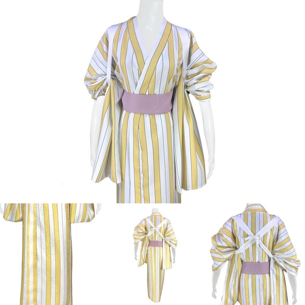 Anime Pirate King Cosplay Costume Zoro Yellow Striped Kimono Role Playing Outfit