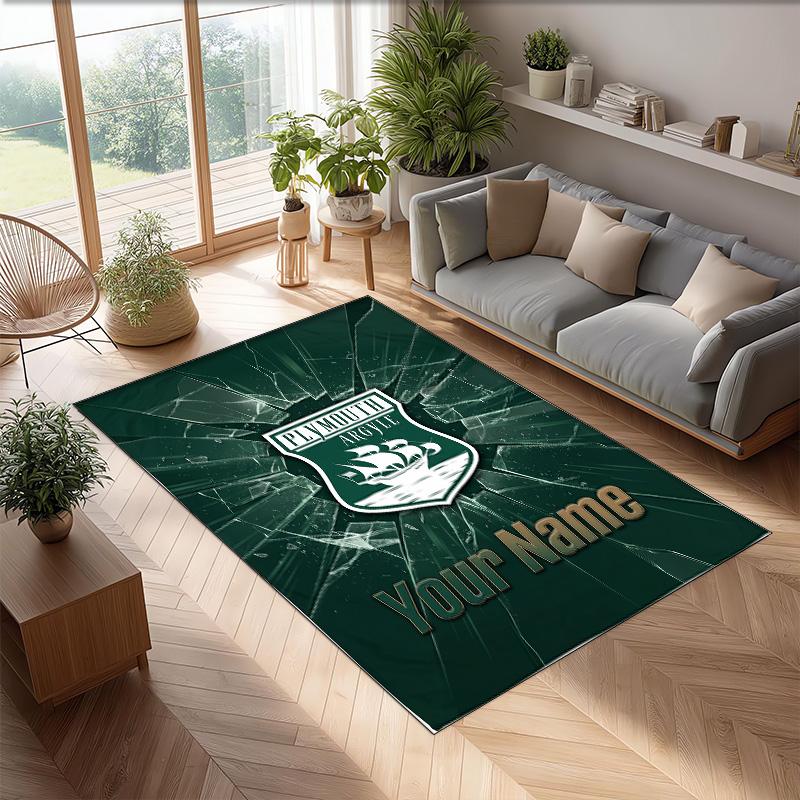 Plymouth Argyle FC Printed Crystal Velvet Rug Non‑Slip Crystal Velvet Carpet For Sofa Bedroom Indoor Home Decoration