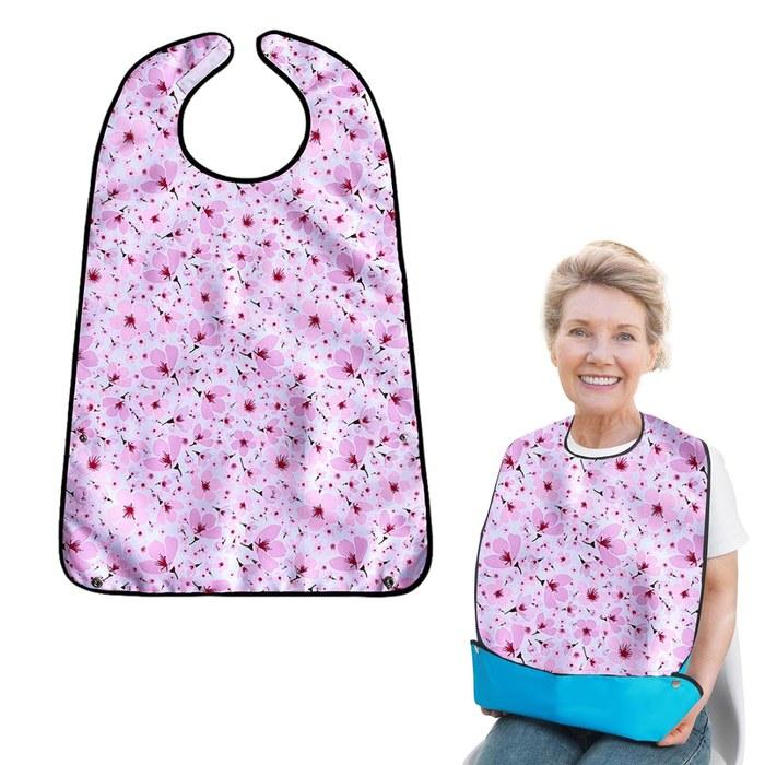 [HiLiBoom] Care Apron, Mealtime Bib (Pink Sakura Pattern)