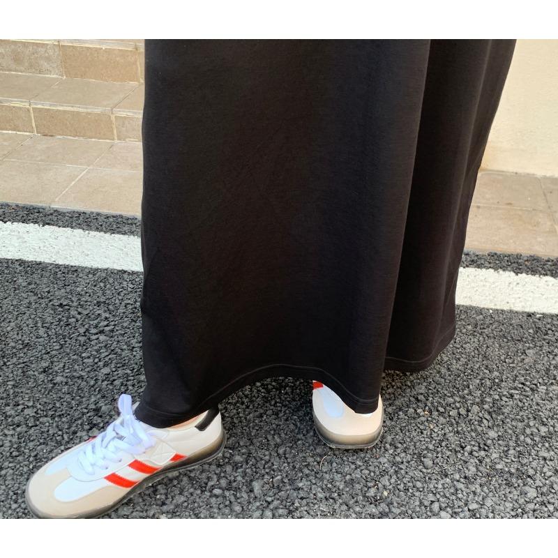 DIMANAF 2025 Plus Size Dress Women Summer Vintage Dress Basic Printing Long Loose Casual Black Dress Elegant