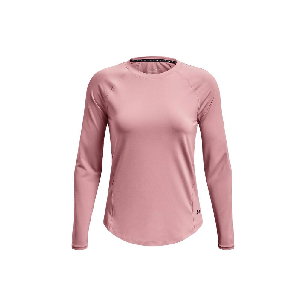 Under Armour Rush Casual Retro Football Sports Round Neck Running Training Raglan Sleeve T-Shirt Women T-Shirt Pink 1368179-697