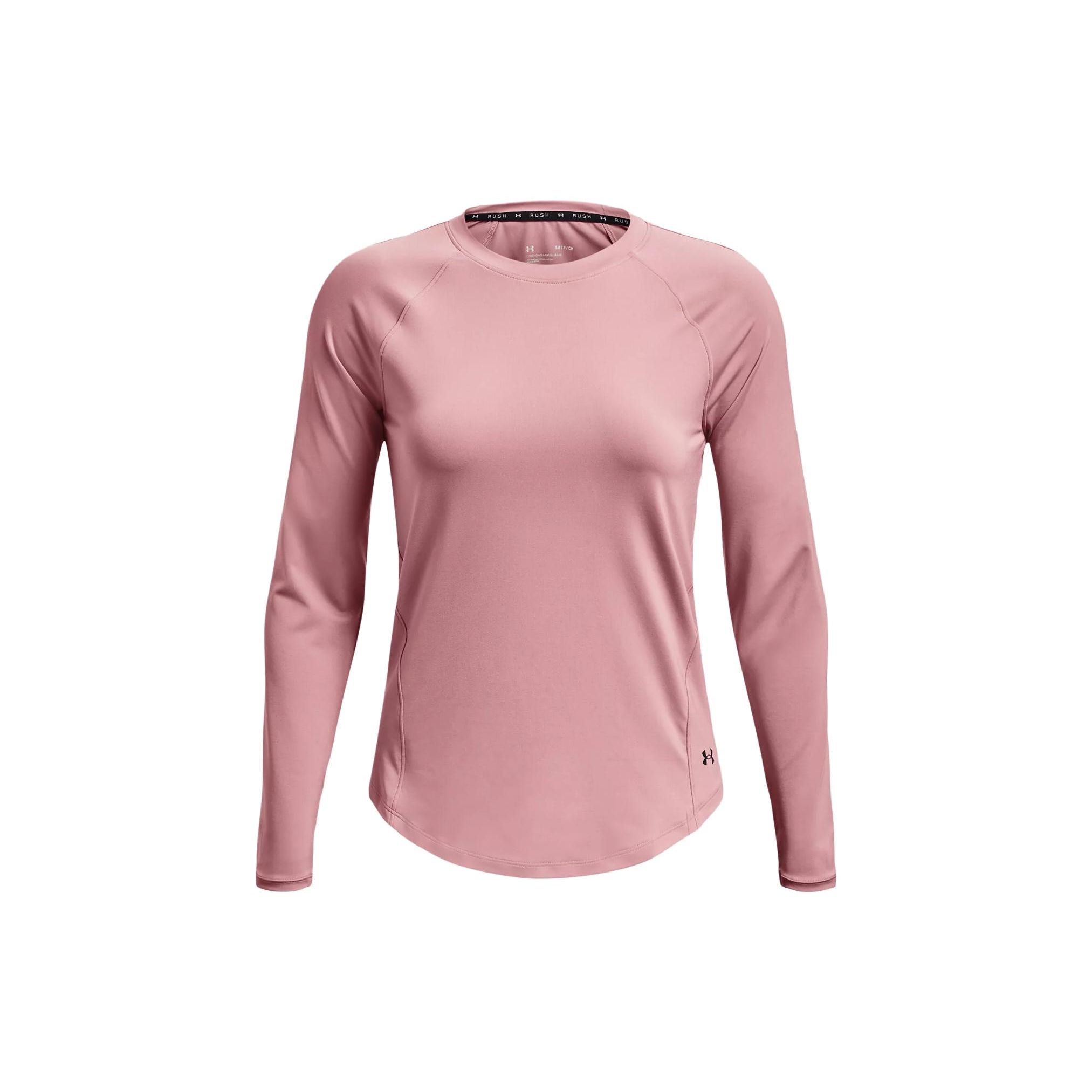 

Under Armour Rush Casual Retro Football Sports Round Neck Running Training Raglan Sleeve T-Shirt Women T-Shirt Pink 1368179-697 XS