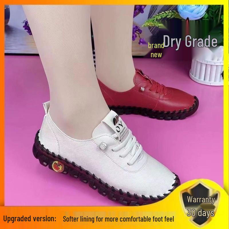 2024 Summer Women's Soft Leather Hand-Stitched Casual Shoes – Comfortable Non-Tiring Fit