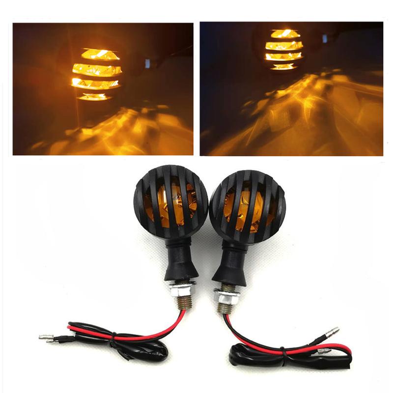 2/4 PCS Motorcycle Plastic Retro Grill Bullet Flasher Amber Turn Signal Indicator Light Lamp For Kawasaki Harley Honda Suzuki