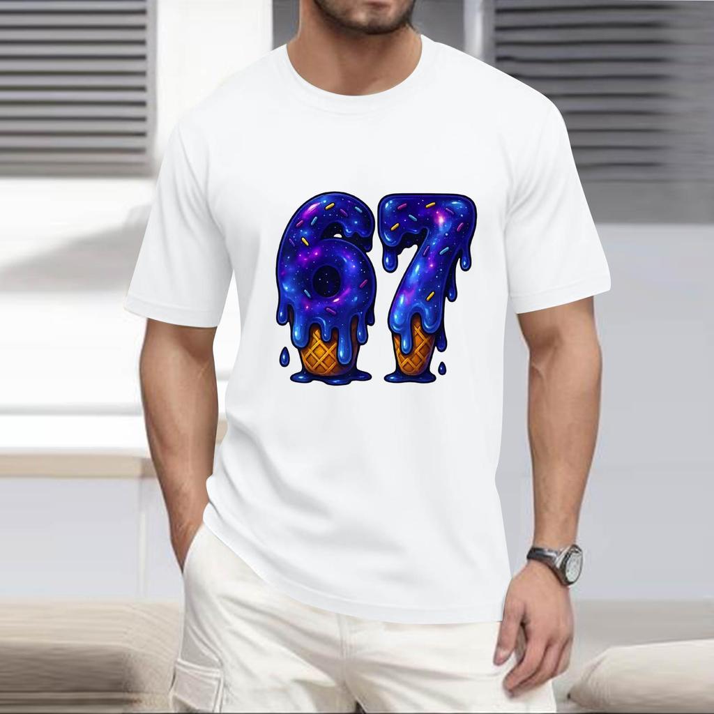 Men's Popular T-shirt Printed Round Neck Short Sleeve T-shirt