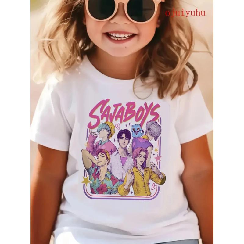 Wave demon hunter print fashionable casual round neck cartoon boy and girl cotton T-shirt