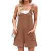 Damen Freizeit Ärmellos Taschen Gerade Locker Träger Kurzer Overall Jumpsuit
