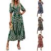 Ladies' Summer Loose Half-sleeved V-neck Blouse With Loose And Tight Waistline Casual Dress