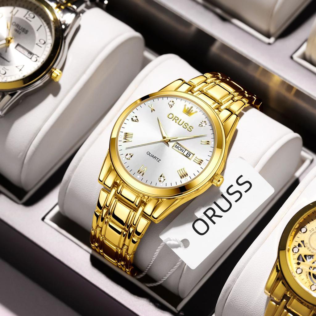 Men'S Fully Automatic Quartz Watch Luminous Waterproof Calendar Diamond-Encrusted Business Men'S Watch