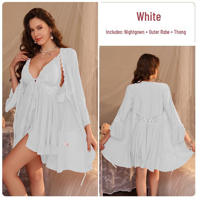 Elegantes Damen Sommer-Camisole-Kleid & Nachthemd-Set mit Spitzenbesatz und Brustpolstern