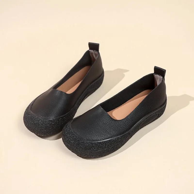Women Loafers Soft Leather Comfort Flat Casual Shoes Mother Soft Comfortable Shoes Women Slip-On Footwear Handmade Shoes