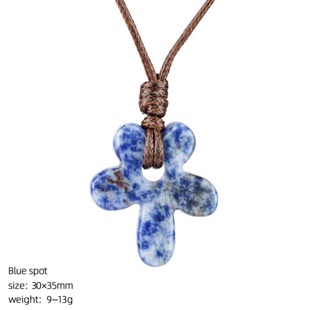 Semi-Precious Agates/Amethyst Necklace Five-Petal Pendant Necklace  Birthday Gifts