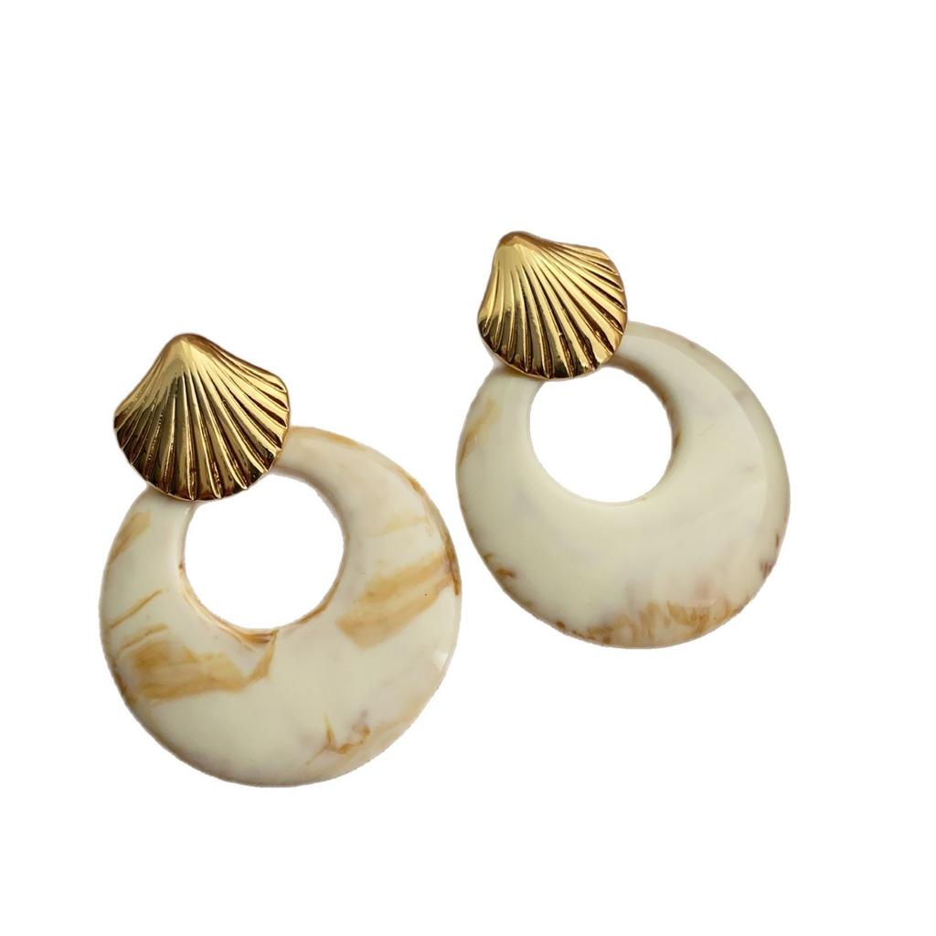 Medieval Hong Kong Style Fashion Daily Earrings Retro Niche Design Sense Niche Oval Niche French Design Earrings