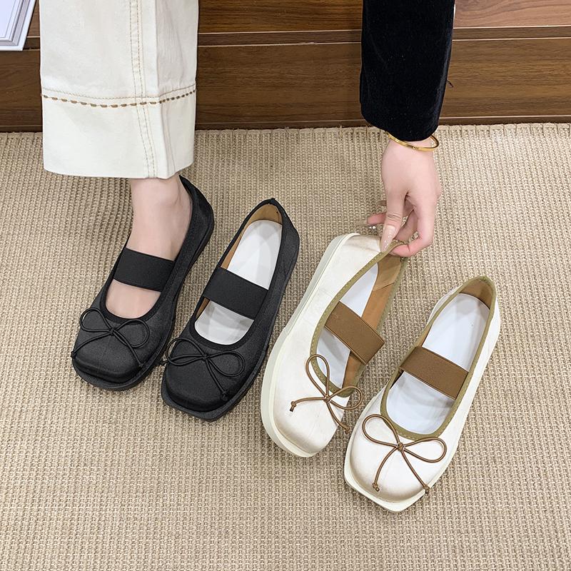 Bow Knot Flat Mary Jane Ballet Shoes Women's Spring New Literary and Retro Single Shoes