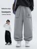 Boys' Mountain Style Autumn Cotton Jogger Pants - Loose Fit, Fashionable for Medium & Large Children